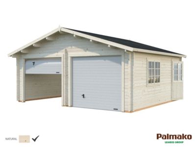 Garage double Roger bois naturel Porte sectionnelle surface 28.4m²