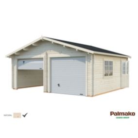 Garage double Roger bois naturel Porte sectionnelle surface 28.4m²