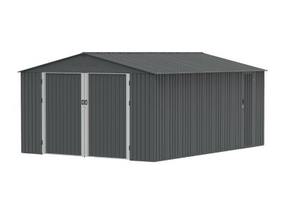 Garage en acier galvanisé avec porte de service- gris anthracite - 19 m² - RIDOSO