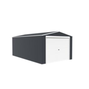 Garage en acier galvanisé avec porte enroulante gris OCTOU - 19,5 m²