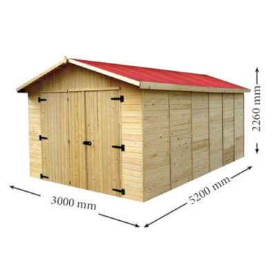 Garage en bois 13.20 m - 5.20 m
