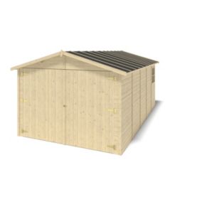 Garage en bois - 14,94m2 - 3,05x4,93m - Ep. 18mm - couleur: naturel - GAR28