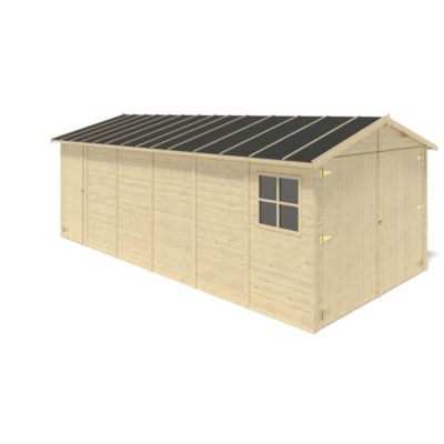 Garage en bois - 18.19m2 - 3.05x5.91m - Ep. 18mm - couleur: naturel - GAR29