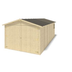 Garage en bois - 18,19m2 - 3,05x5,91m - Ep. 18mm - couleur: naturel - GAR29