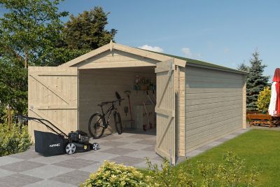 Garage en bois blanc 18,99m² 2 portes