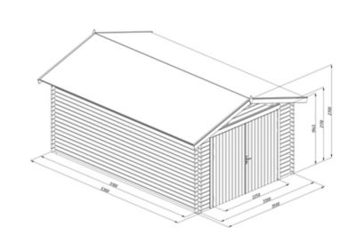 Garage en bois ép.34mm Danube surface totale 21.8m²