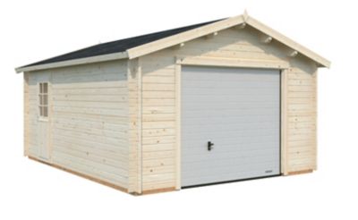 Garage en bois ép.44mm Danube surface totale 24m² avec porte sectionnelle