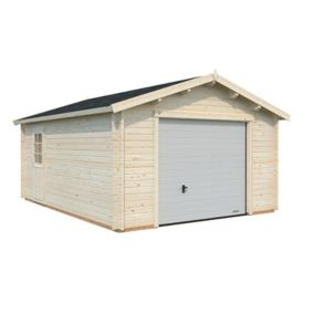 Garage en bois ép.44mm Danube surface totale 24m² avec porte sectionnelle