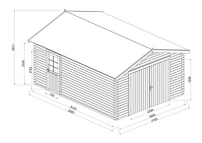 Garage en bois ép.44mm Danube surface totale 24m²