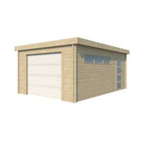 Garage en bois ép.44mm surface totale 23.3m² Toiture en bacs acier et Porte sectionnelle