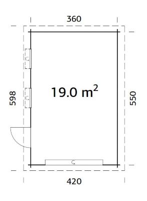 Garage en bois épicéa norvégien Rasmus Palmako 19m² H. 2,53m x l. 4,2m