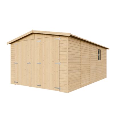 GARAGE en Bois Naturel - H222x516x324 cm/15 m² - M101 - Timbela