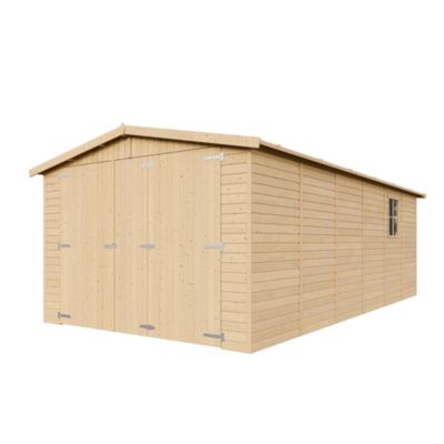 GARAGE en bois Naturel - H222X616x324 cm/18 m² - M102 - Timbela