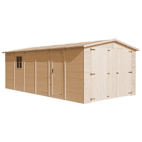 GARAGE en bois Naturel - H222X616x324 cm/18 m²  -TIMBELA M102