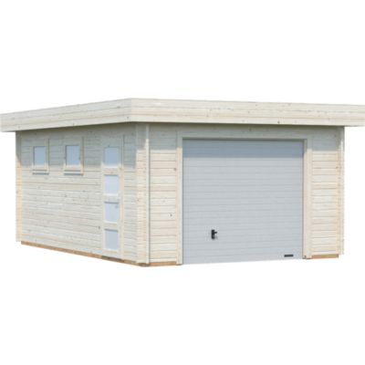 Garage en bois Rasmus avec porte sectionnelle Ep.44mm Palmako 24,5m²