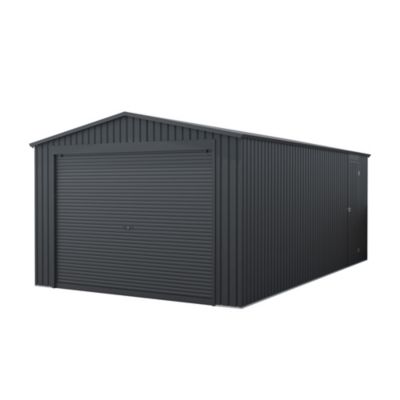 Garage Métal 19,52m² Jarama - 576x338x243cm - Abri voiture extérieur - Grande porte enroulable - Entrée piétonne latérale