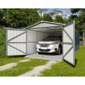 Garage métal gris 17,36 m2 Yardmaster + kit d'ancrage