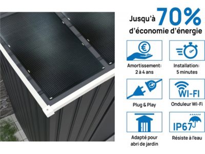 Garage métal " Houston"  15,36 m² Avec panneau solaire  Anthracite