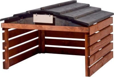 Garage pour Robot Tondeuse en Bois avec Toit Amovible 78,5 x 74 x 52,5 cm, Marron/Noir