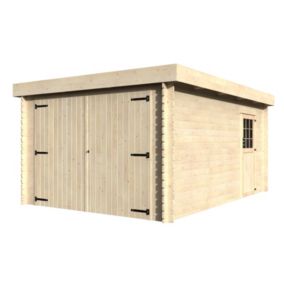 Garage toit plat Ep. 28 mm surface extérieur 15,58 m² en bois