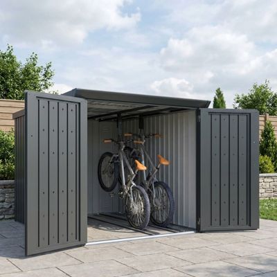 Garage à vélos 3,7m² acier galvanisé anthracite serrure à code pour 4 vélos X-METAL Kosto