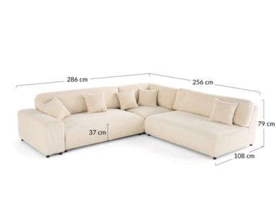 Garance - canapé modulable d'angle droit - 6 places - en velours côtelé - Lisa Design
