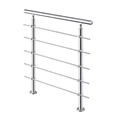 Garde-corps 100cm avec main courante, en acier inoxydable 201, pour intérieur et extérieur, garde-corps avec 5 traverses