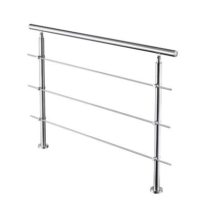 Garde-corps 120cm avec main courante, en acier inoxydable 201, pour intérieur et extérieur, garde-corps avec 3 traverses