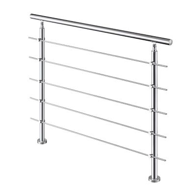 Garde-corps 150cm avec main courante, en acier inoxydable 201, pour intérieur et extérieur, garde-corps avec 5 traverses