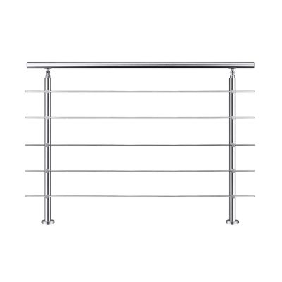Garde-corps 180cm avec main courante, en acier inoxydable 201, pour intérieur et extérieur, garde-corps avec 5 traverses