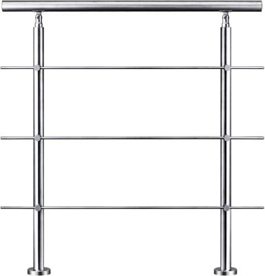 Garde-corps 80cm avec main courante, en acier inoxydable 201, pour intérieur et extérieur, garde-corps avec 3 traverses