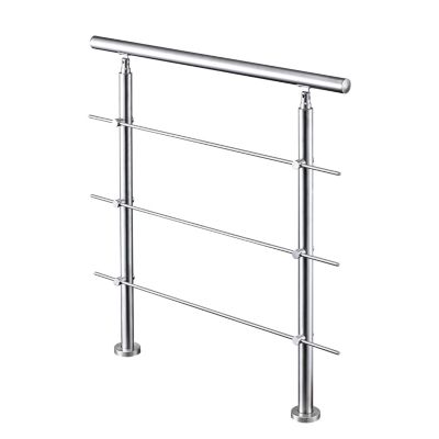 Garde-corps 80cm avec main courante, en acier inoxydable 201, pour intérieur et extérieur, garde-corps avec 3 traverses