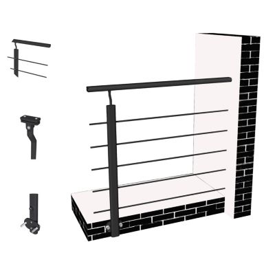 Garde-corps aluminium 100 cm - Rampe d'escalier noir mat - Intérieur & extérieur - Idéal pour entrée de maison ou jardin