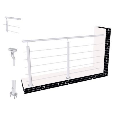 Garde-corps aluminium 200 cm - Rampe d'escalier argenté  - Intérieur & extérieur - Idéal pour entrée de maison ou jardin