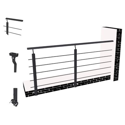Garde-corps aluminium 200 cm - Rampe d'escalier noir mat - Intérieur & extérieur - Idéal pour entrée de maison ou jardin