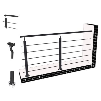 Garde-corps aluminium 200 cm - Rampe d'escalier noir mat - Intérieur & extérieur - Idéal pour entrée de maison ou jardin