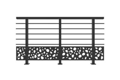 Garde-corps aluminium gris anthracite 190 cm à sceller au sol avec accessoires - KORAB SUNNY motifs galets