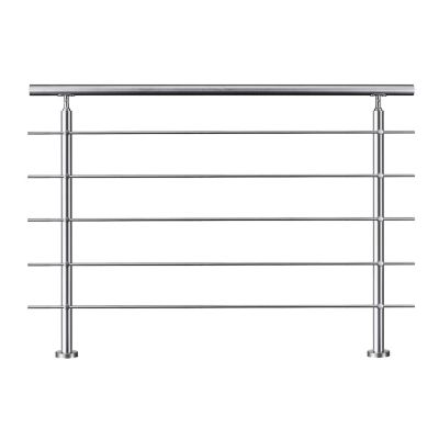 Garde-corps avec main courante, 150cm, en acier inoxydable 304, garde-corps avec 5 traverses, pour intérieur et extérieur