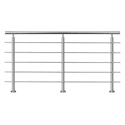 Garde-corps avec main courante, 200cm, en acier inoxydable 304, garde-corps avec 5 traverses, pour intérieur et extérieur