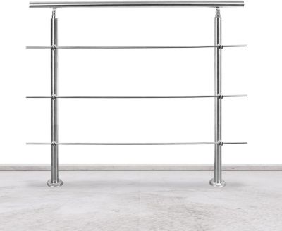 Garde-corps avec main courante, en acier inoxydable, avec 3 traverses, pour balcon, escaliers, intérieurs et extérieurs, 160 cm