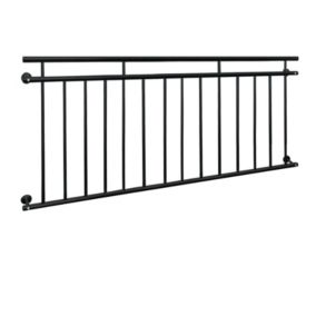 Garde-corps balcon à la francaise appui rambarde noir en acier 184 x 90 cm