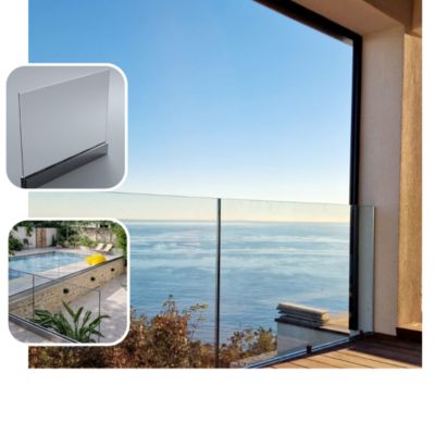 Garde-corps en verre (vitré) en aluminium Home Mat sur mesure - Pose à la française - 1kN - Terrasse, balcon - Extérieur/Intérieur