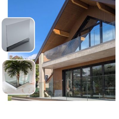 Garde-corps verre / vitré et aluminium Home Mat sur mesure - Pose à la française - 0,6 kN -Terrasse, balcon - Extérieur/Intérieur