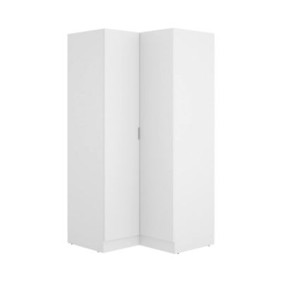 Garde-robe 2 portes Elgon, Armoire d'angle pour chambre à coucher, Armoire d'angle, 91x93h184 cm, Blanc