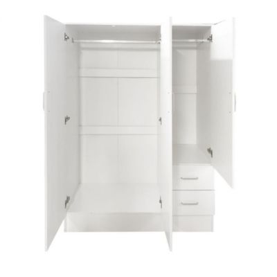 Garde-robe 3 portes Dpavese, Mobilier de chambre, Dressing fermé, Armoire avec 3 portes et 2 tiroirs, 120x50h170 cm, Blanc