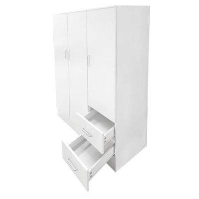 Garde-robe 3 portes Dpavese, Mobilier de chambre, Dressing fermé, Armoire avec 3 portes et 2 tiroirs, 120x50h170 cm, Blanc