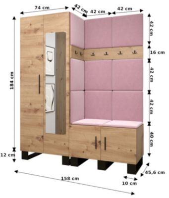 Garde-robe Artin 14 porte battante 196/158/45,6 2 Portes (artisan)