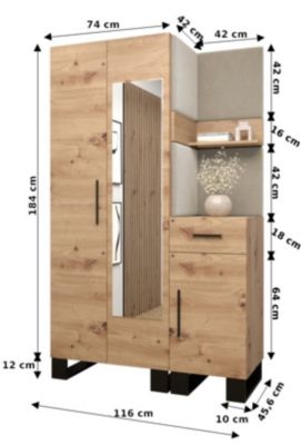 Garde-robe Artin 16 porte battante 196/116/45,6 2 Portes (artisan)