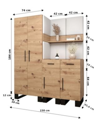 Garde-robe Artin 7 porte battante 196/158/45,6 2 Portes (artisan)