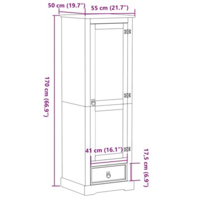 Garde-robe Corona 55x50x170 cm bois de pin massif vidaXL